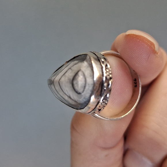 New Orthoceras Fossil 925 Silver Ring. - Picture 8 of 12